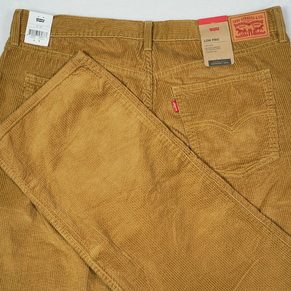 Levis Low Pro Corduroy Pants Mens 33x30 (Fits 36x30)Tan Relaxed Straight Fit NEW